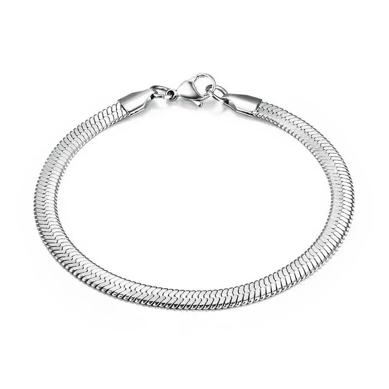 3/4/5MM Stainless Steel Snake Chain Bracelet For Women Men Classic Gold Color Charm Bracelets Jewellery Wholesale Dropshipping