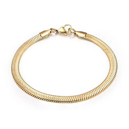 3/4/5MM Stainless Steel Snake Chain Bracelet For Women Men Classic Gold Color Charm Bracelets Jewellery Wholesale Dropshipping